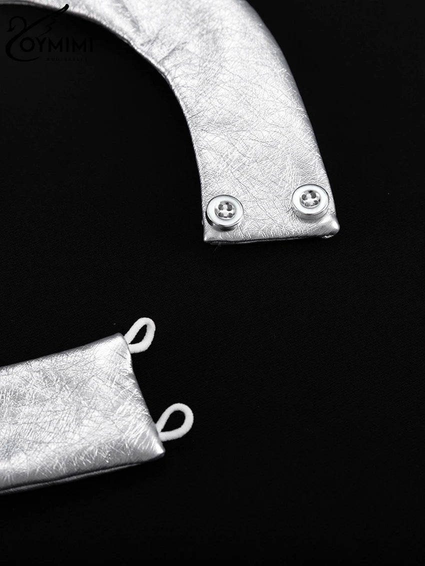 Oymimi Sexy Sliver Bodycon Dress Lady Fashion Slim O-Neck Sleeveless Mini Dress Elegant Classic Party Dresses For Women 2023