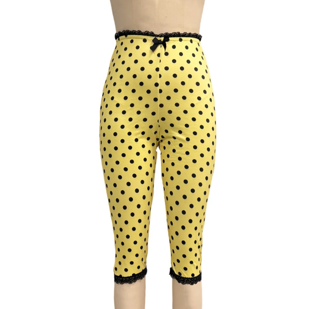Chic Lace Splicing Polka Dot Two Piece Set for Women