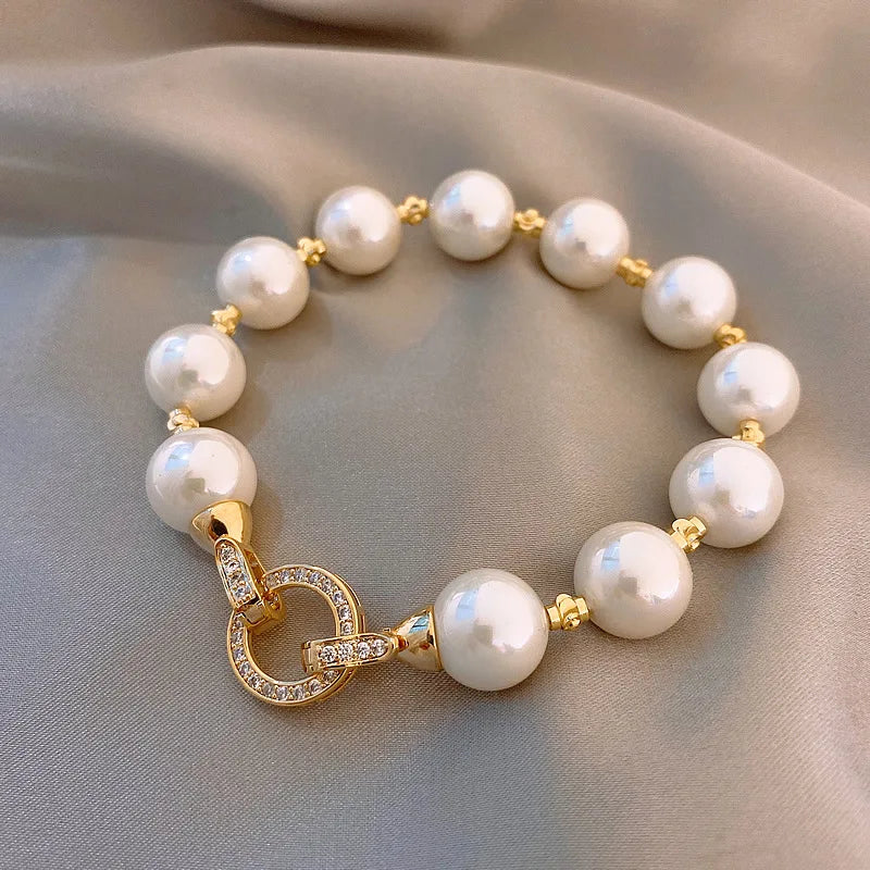 Pearl And Zircon Circle Bracelet