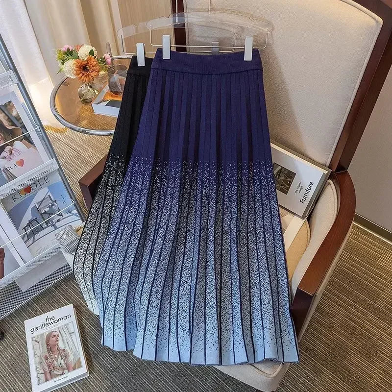 Relaxing Fit Pleated High Waist A Line Midi Skirt For Women