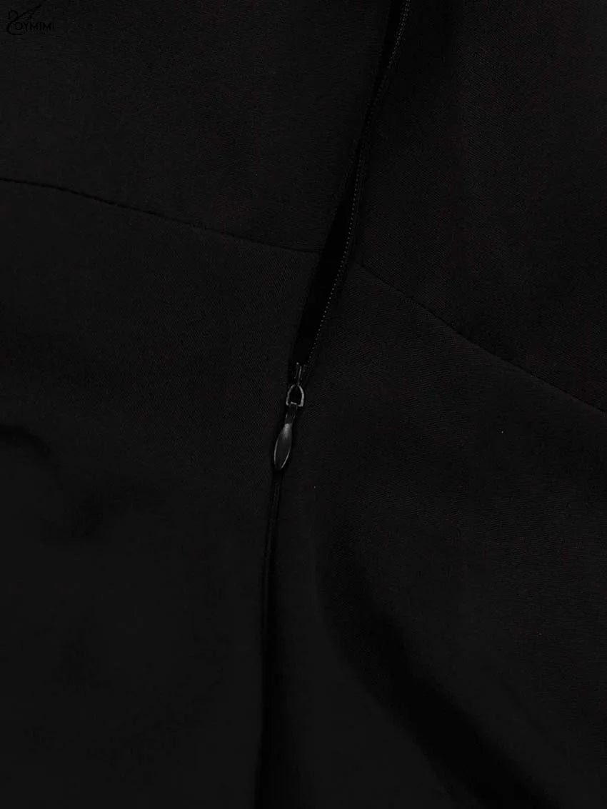 Oymimi Elegant Blue Cotton Womens Dresses Fashion Lapel Short Sleeve Button Dresses Autumn New High Waisted Pleated Mini Dress