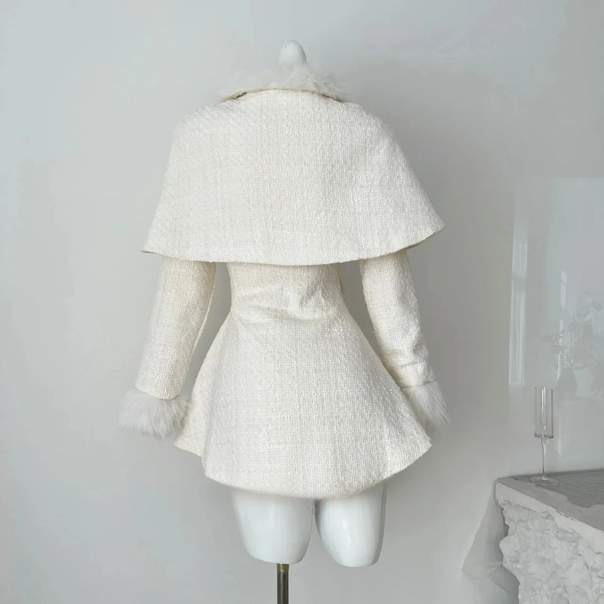 Elegant Bow Shawl Cape Two-Piece Set