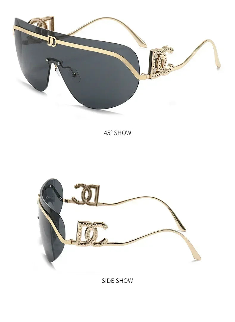 Oversized Gold Shield Sunglasses