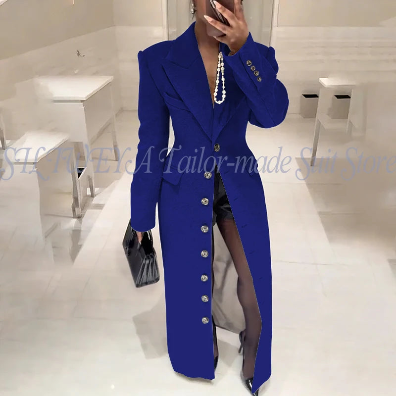 Elegant Slim Fit Blazer With Notched Collar For Women