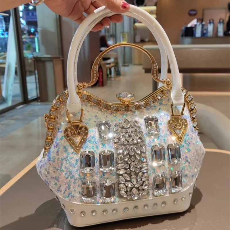 Crystal Sequin One Shoulder Crossbody Handbag for Women