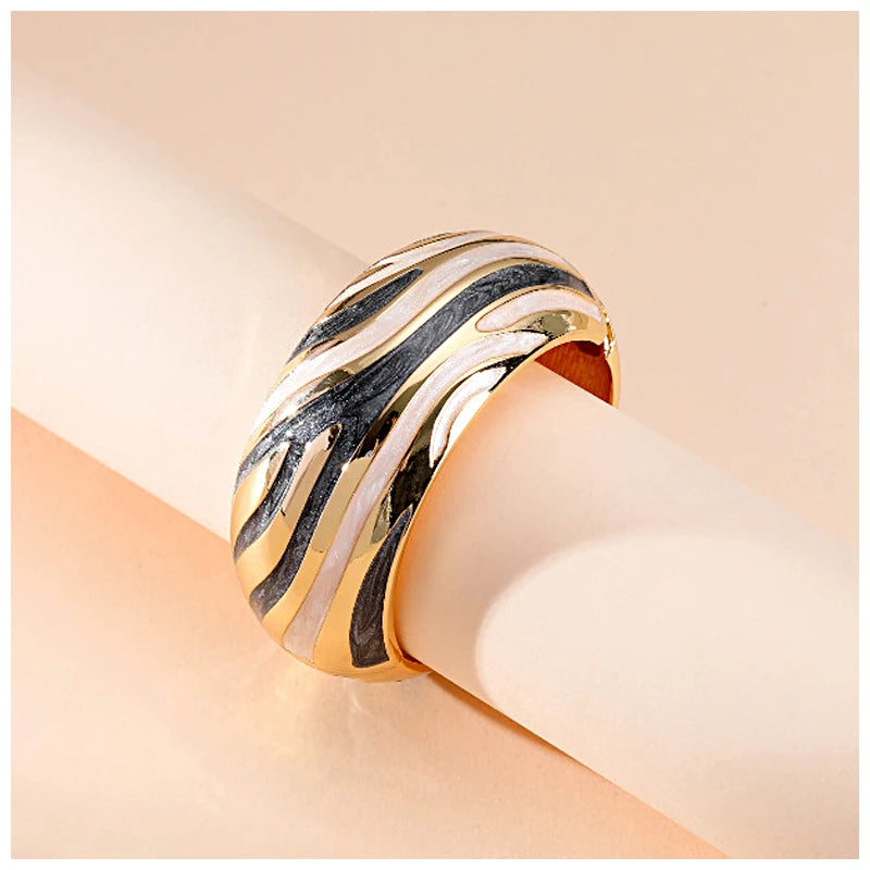 Colorful Enameled Statement Cuff Bangle Bracelet for Women