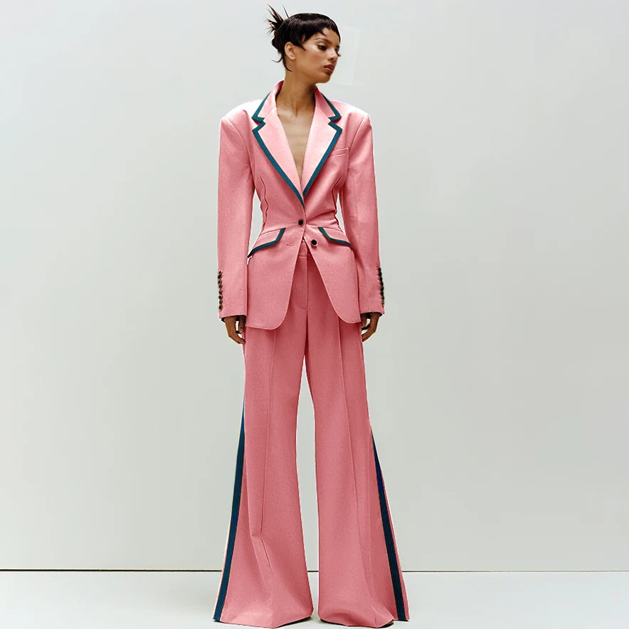 Tailored Notched Collar Two Piece Suit Set For Women