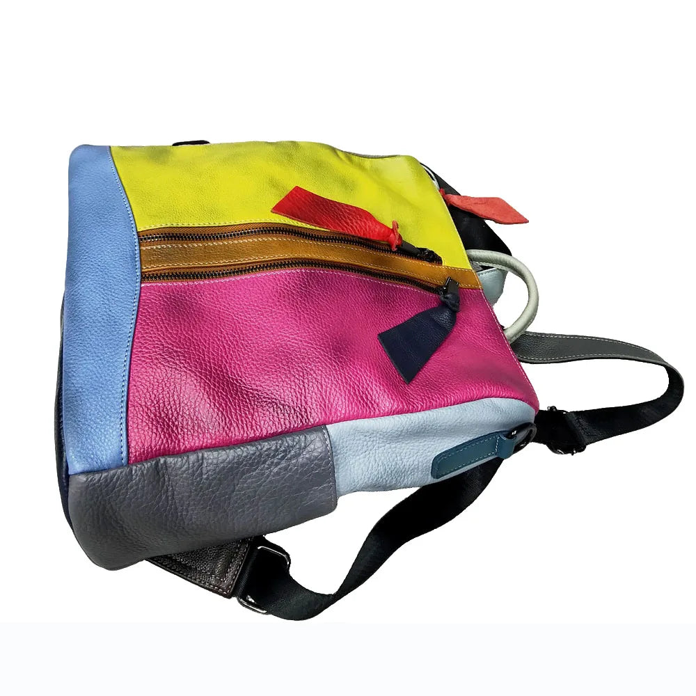 ABQP New Women's Backpack Luxury Brand Genuine Leather Handmade Color Women's Backpack Large Capacity Travel Leisure Backpack