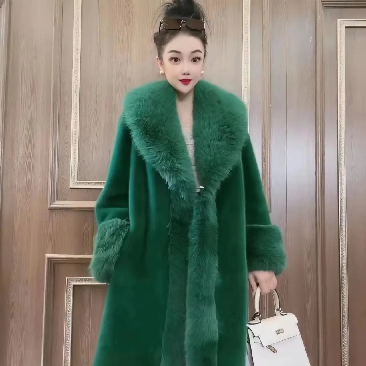 Faux Fur Coat for Women,Covered Button Jacket,Turn-down Collar Oversize,Thicken Warm,Female Clothes,New,Winter,2026