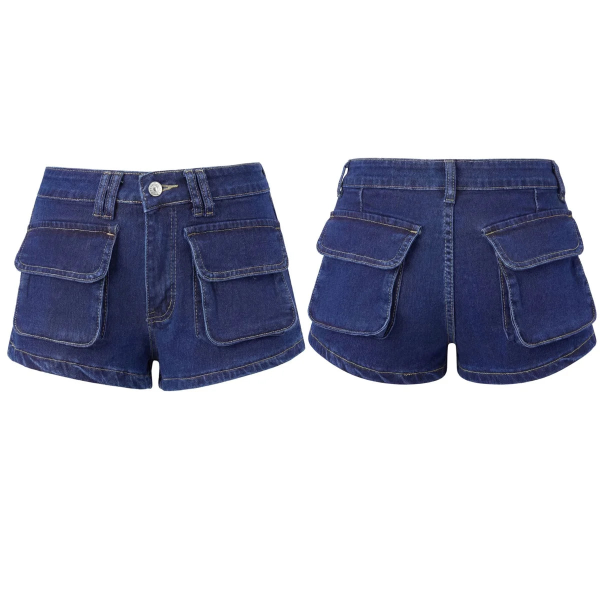 Mid Waist Streetwear Inspired With Pockets Denim Shorts for Women