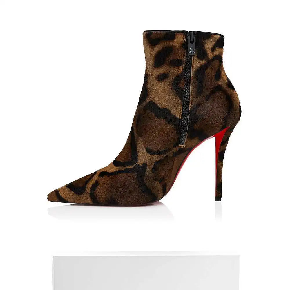 Leopard Print Knee High Boots With Zipper for Women