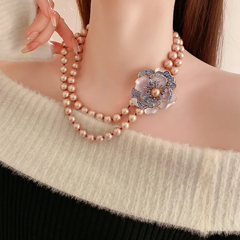 Vintage Pearl Necklace Earrings And Ring Set for Women