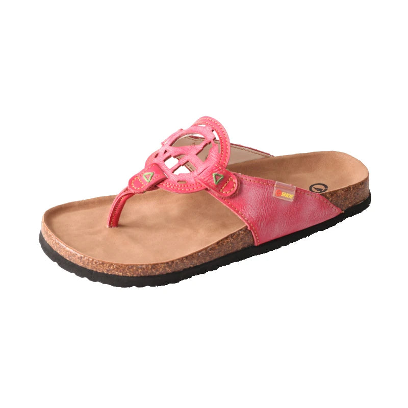 Herringbone Leather Flat Slippers