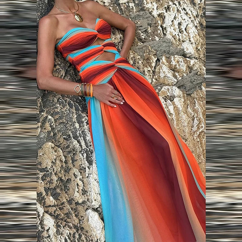 One Shoulder Gradient Evening Dress