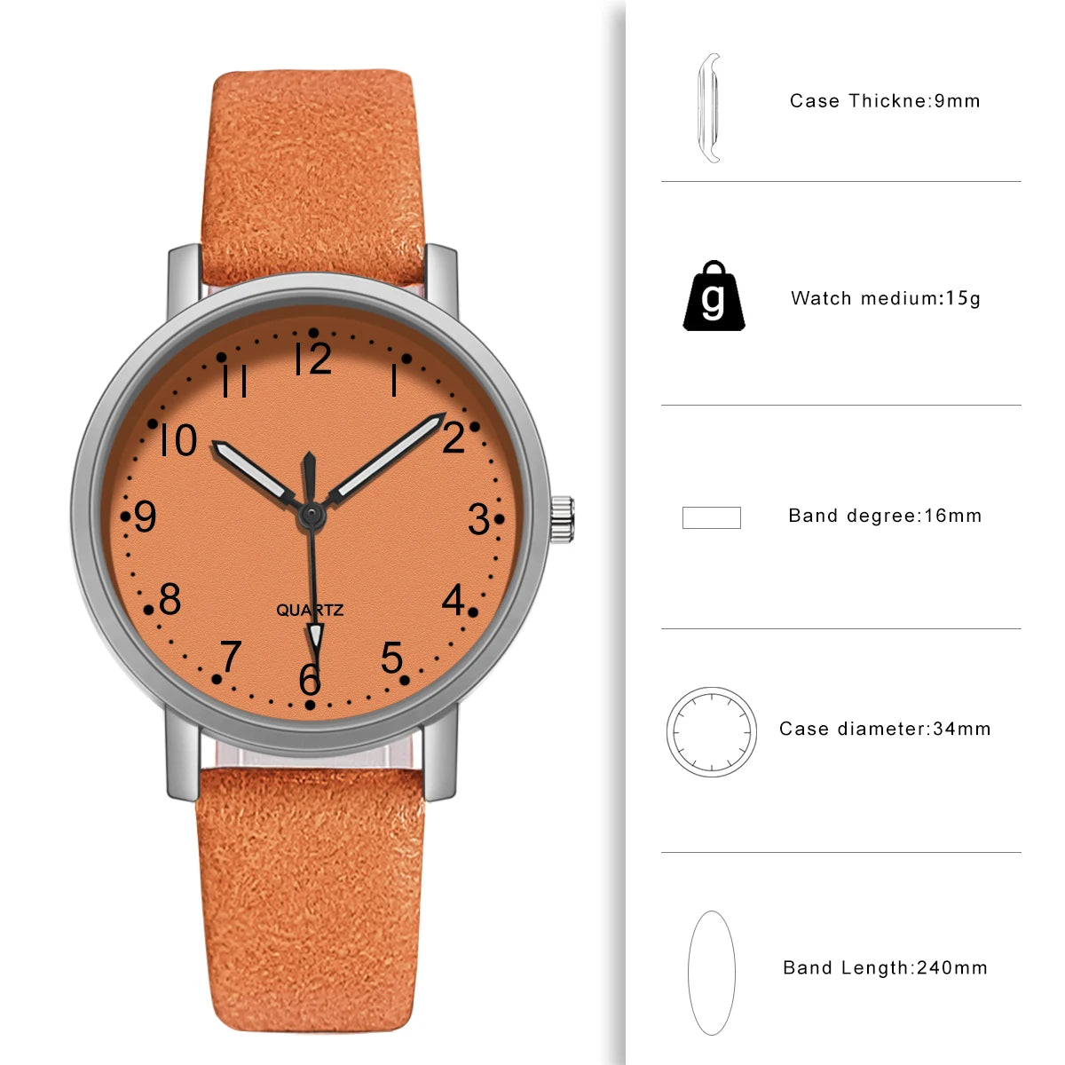 Vintage Round Dial Leather Strap Watch
