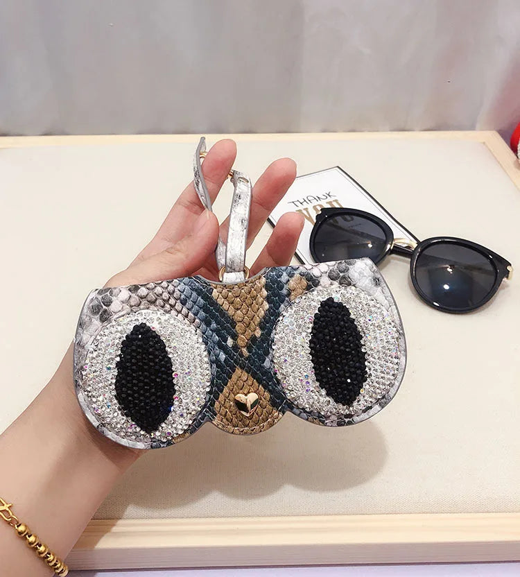 Diamonds cute glasses clip ins fashion sunglasses bag portable sunglasses case protective cover bag bag hanging jewelry