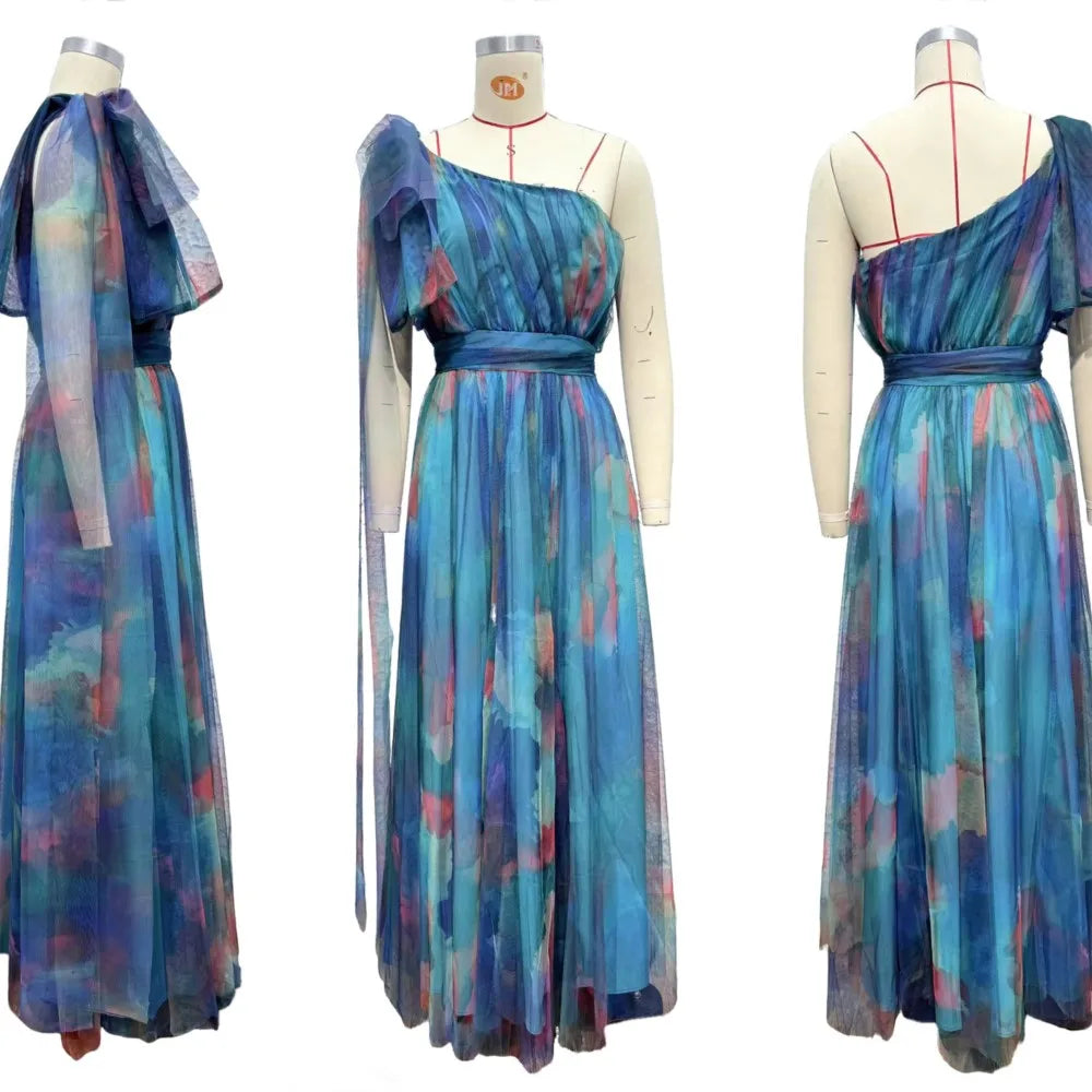 Casual Party Mesh Printed Lightweight A-Line Dress for Women