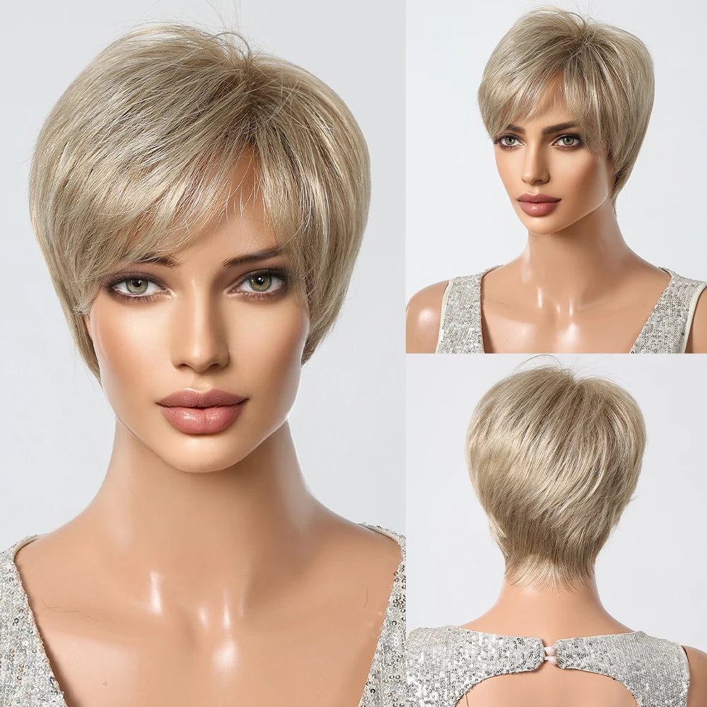 Natural Black Heat Resistant Pixie Cut Wig for Women