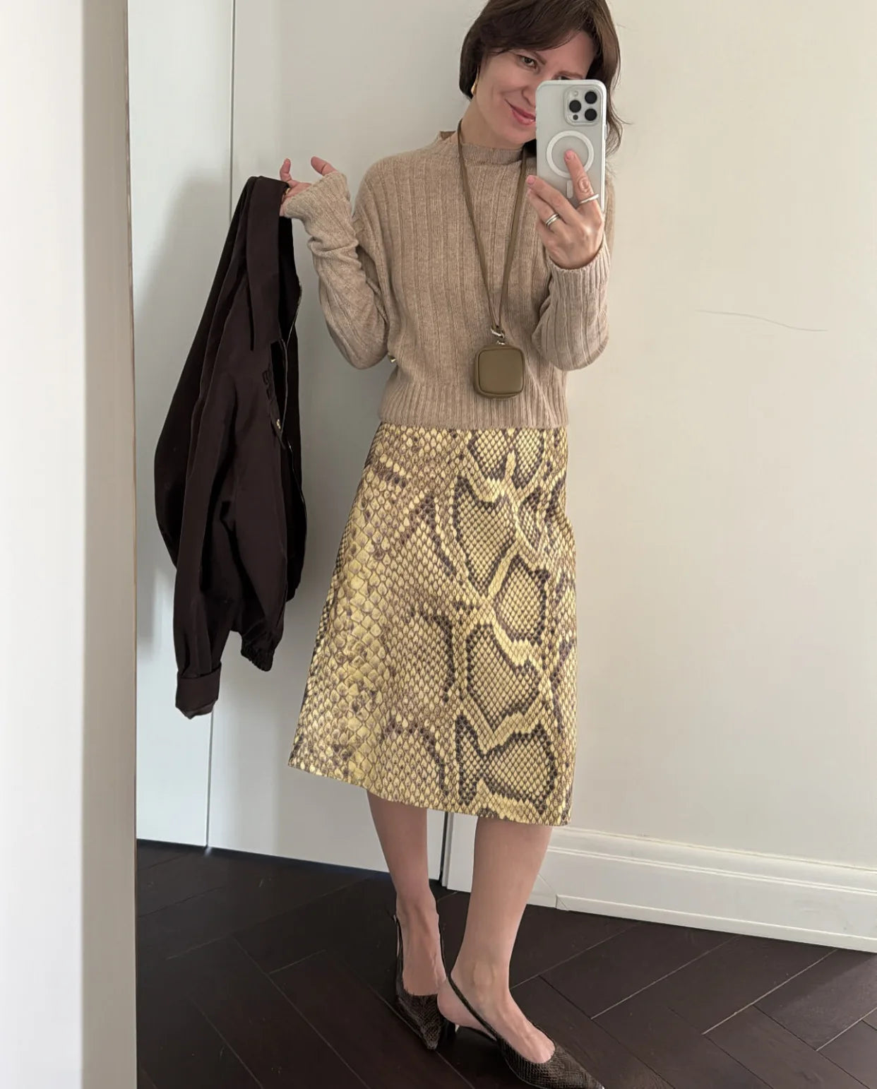 Snakeskin Patchwork High Waist Skirt