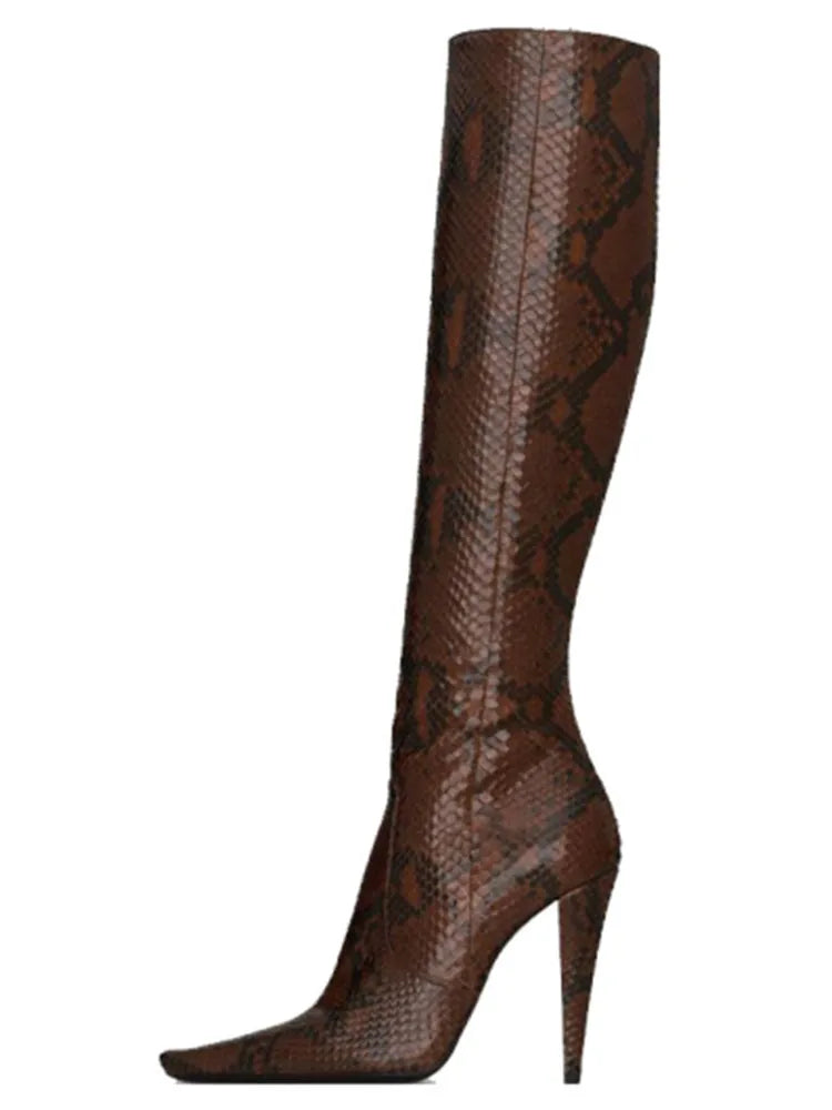 Pointed Toe Knee High Stiletto Heeled Boots for Women