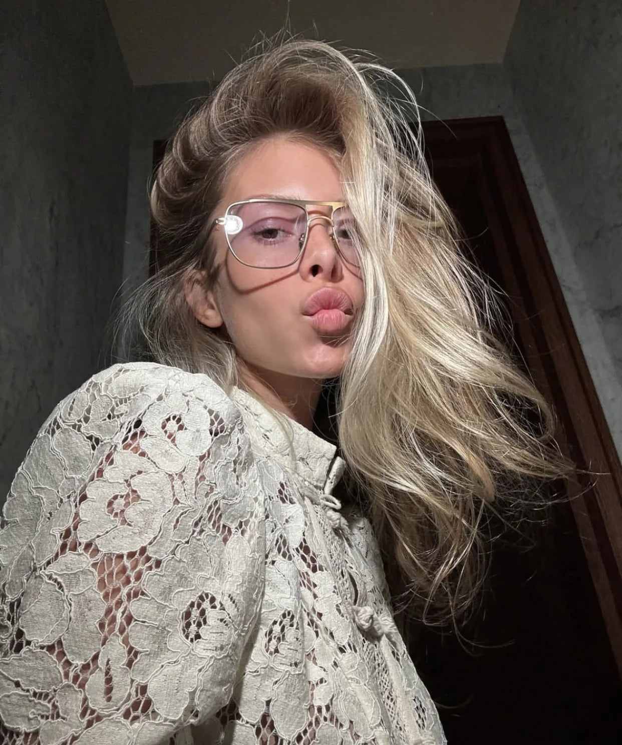 Lace See Through Hollow Out Blouse