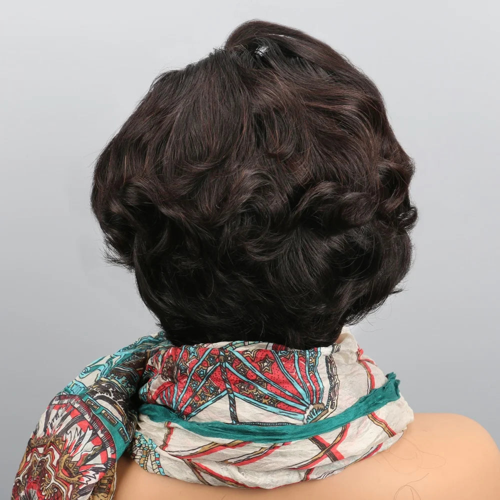 Short Curly Brazilian Human Hair Lace Front Wig for Women