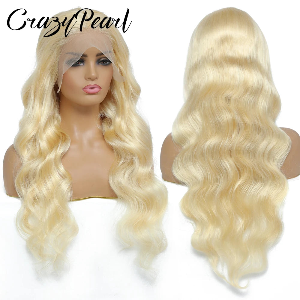 Long Blonde Body Wave HD Lace Front Human Hair Wig for Women