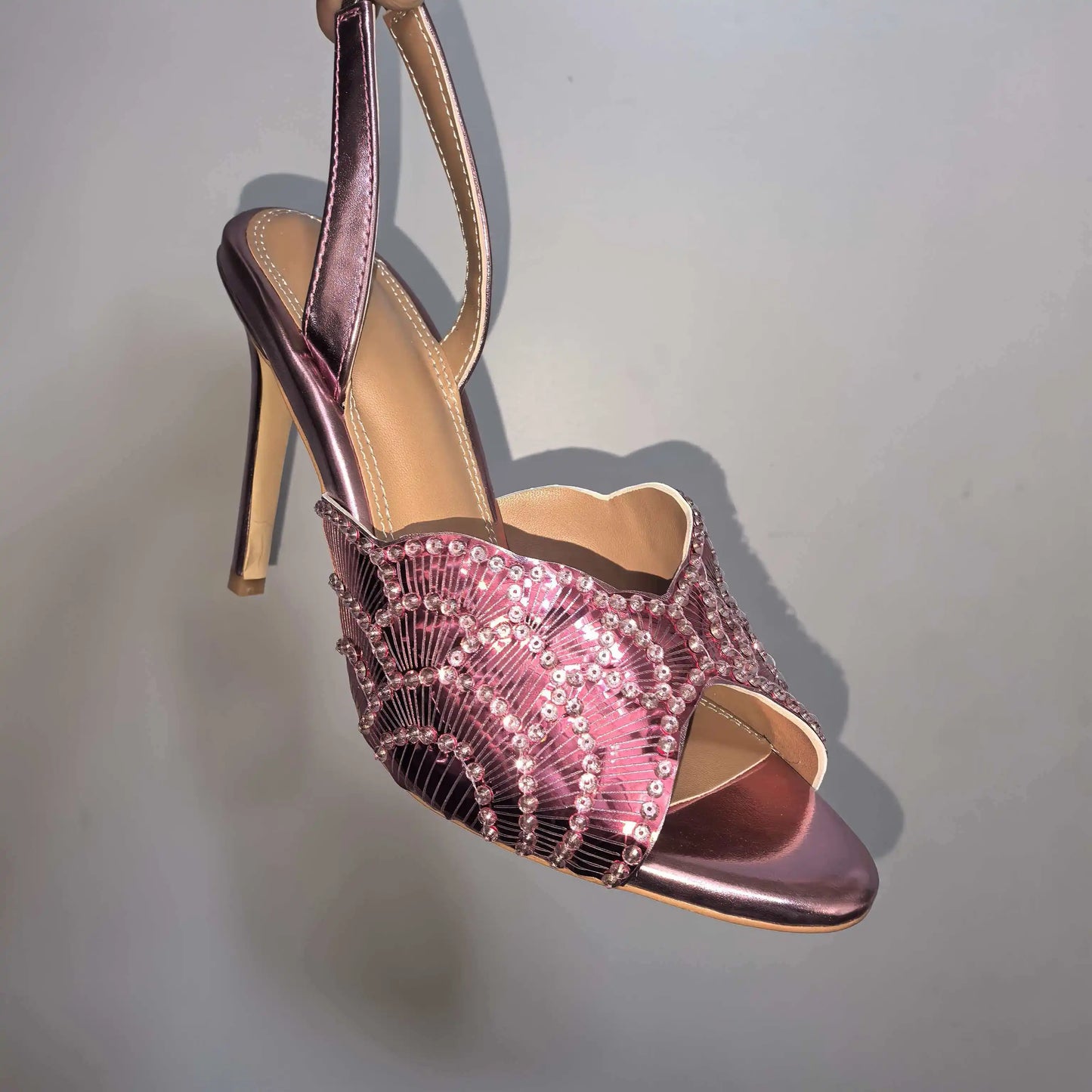 Luxurious Sparkling Fish Mouth Strap Sandals for Women