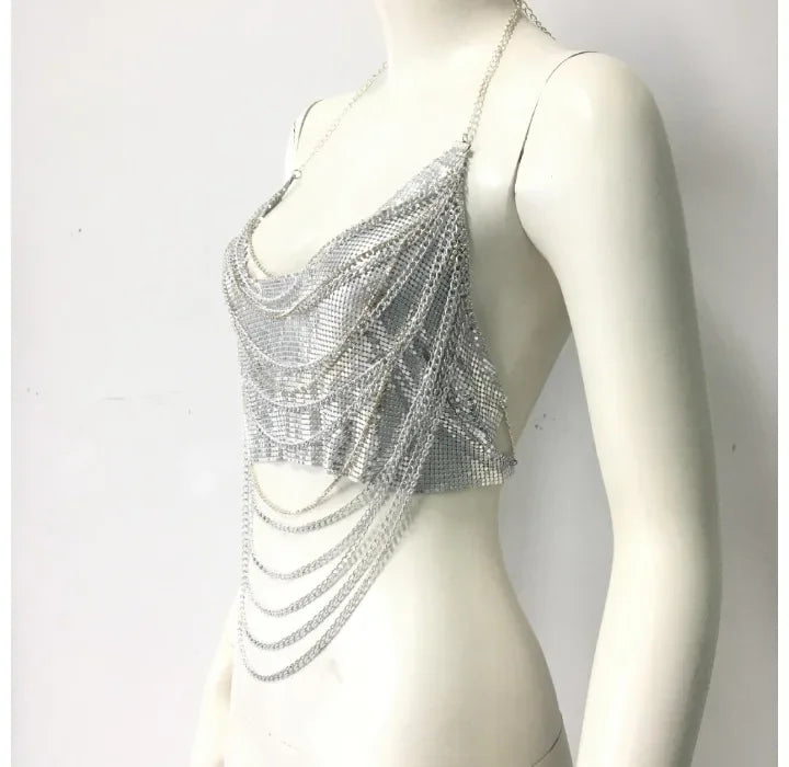 Sexy Tops Woman Streetwear Fashionable and Versatile Multi-layer Chain Y2k Sleeveless Strap Vest for Female Summer 2025 New