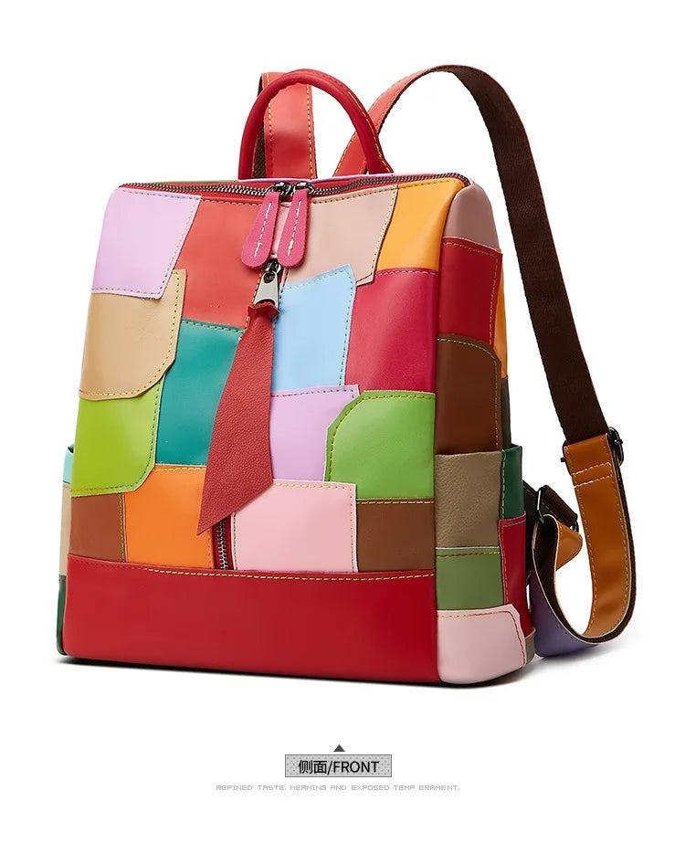 Large Capacity Internal Backpack Fashion Color Splicing Irregular Backpacks Outdoor Daily Handbag Casual Female Bag