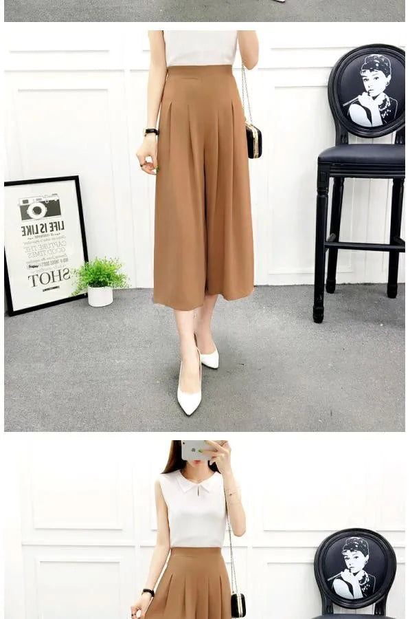 High Waist Pleated Wide Leg Cotton Linen Pants For Women
