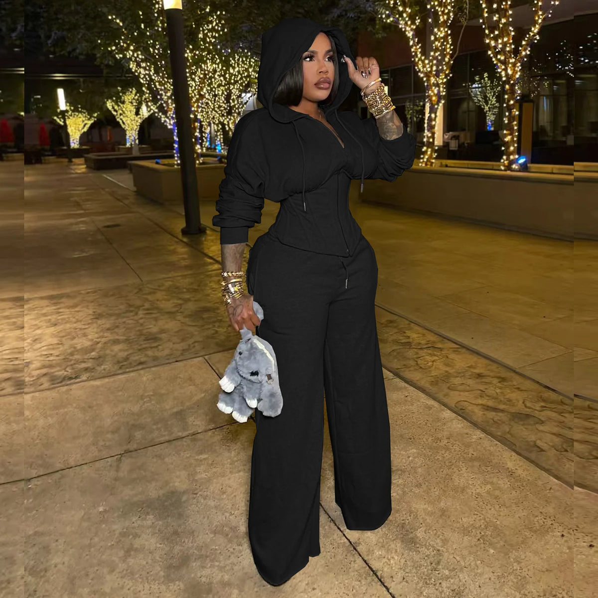 Loose Fit Hoodie And Jogger Tracksuit Set for Women