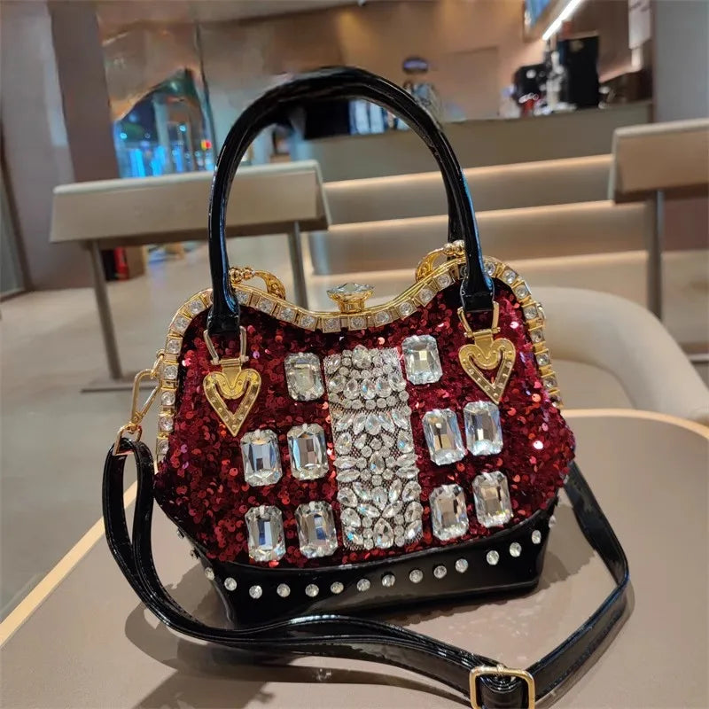 Crystal Sequin One Shoulder Crossbody Handbag for Women