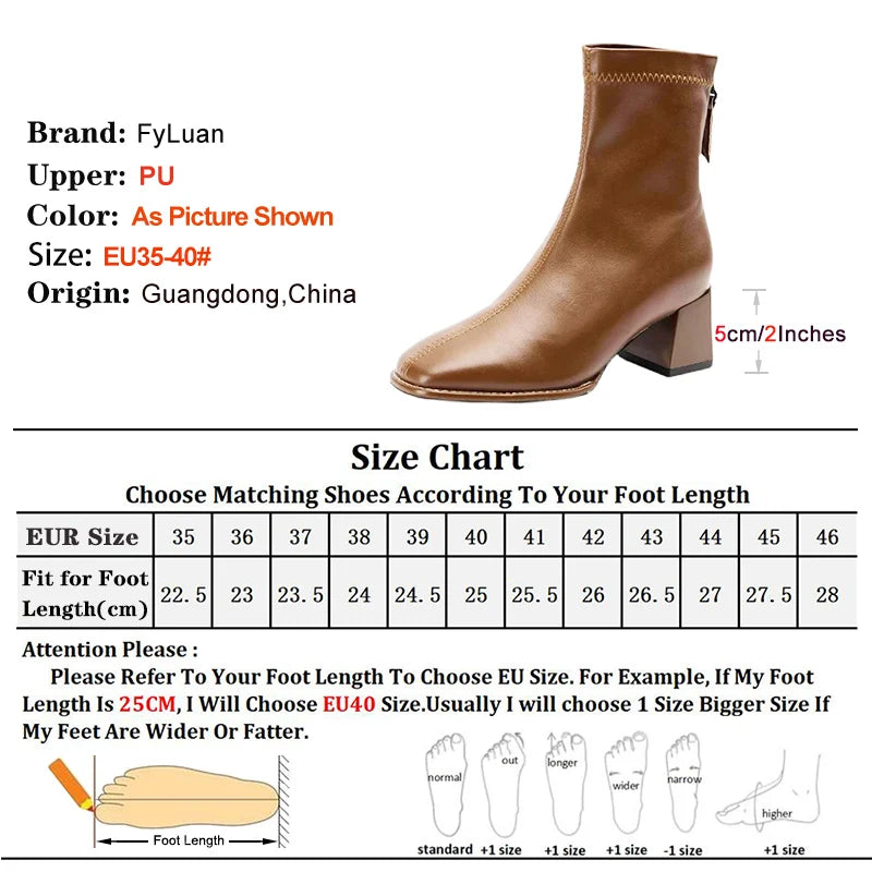 Square Toe Block Heel Ankle Boots