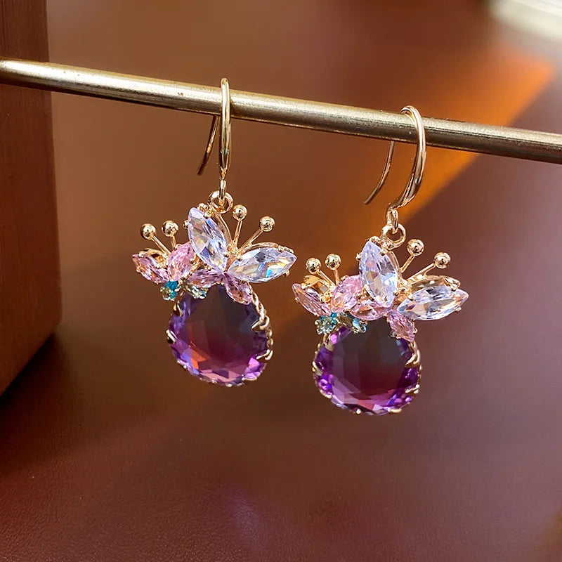 Butterfly Cubic Zirconia Drop Earrings