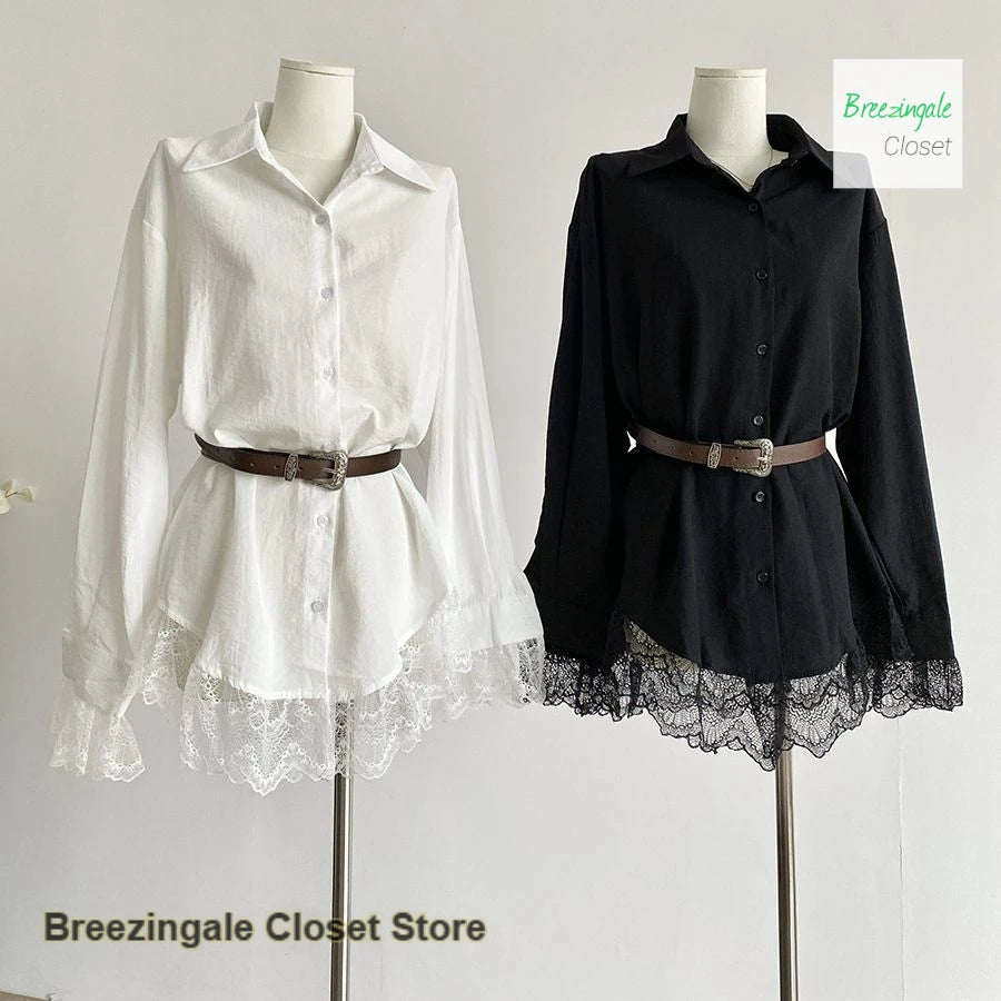 Casual Loose Long Sleeve Asymmetric Lapel Dress For Women