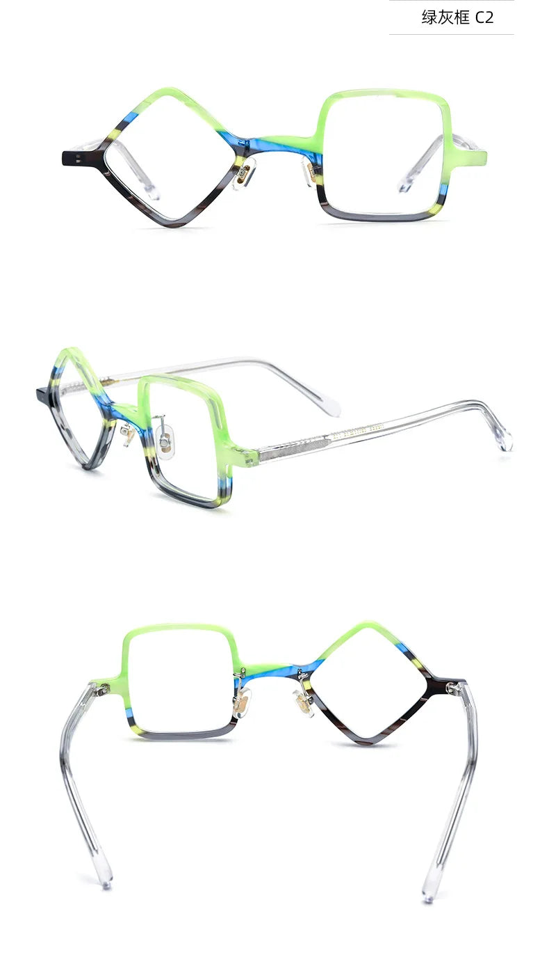 Frosted Patchwork Square Acetate Eyeglass Frames for Women