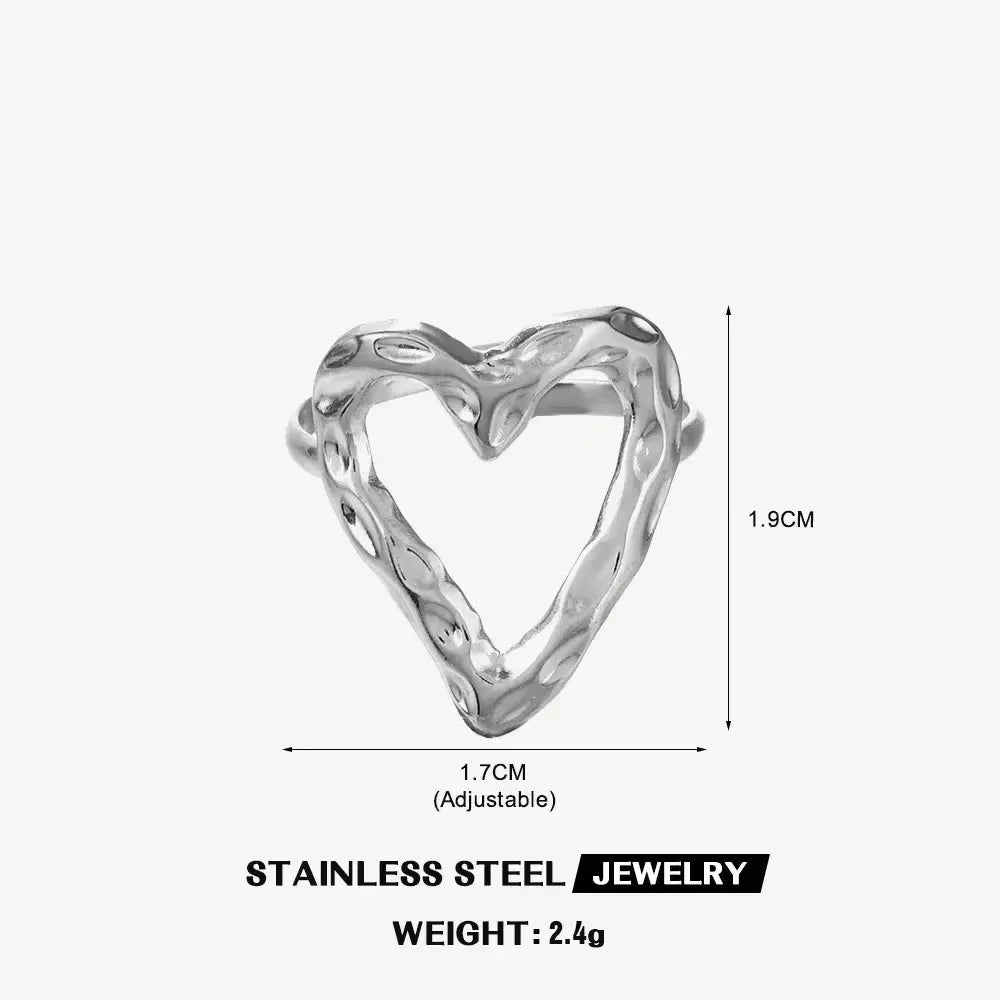 Open Heart Stainless Steel Ring