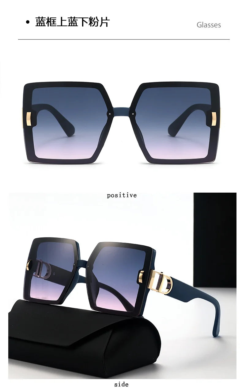 Oversized D-Shaped UV400 Fashion Sunglasses for Women