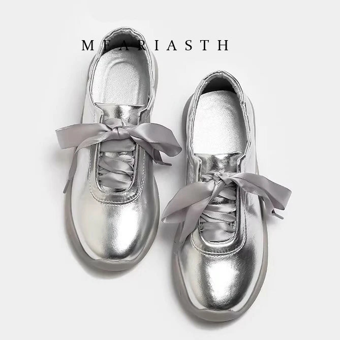 Round Toe Soft Sole Lace Up Casual Ballet Flats For Women