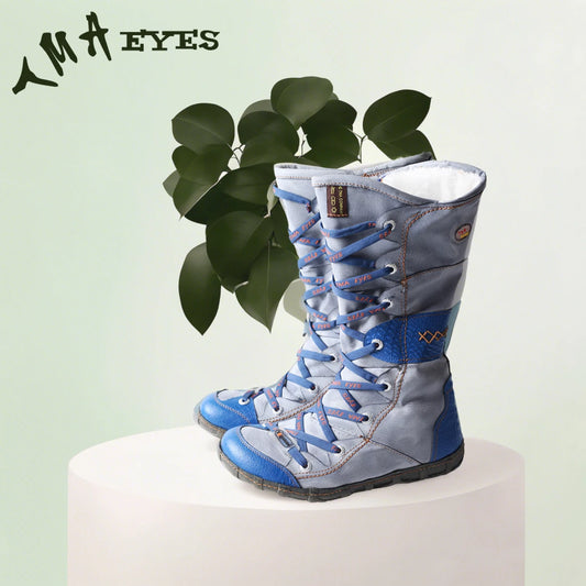 Contrast Stitch Leather Zipper Boot