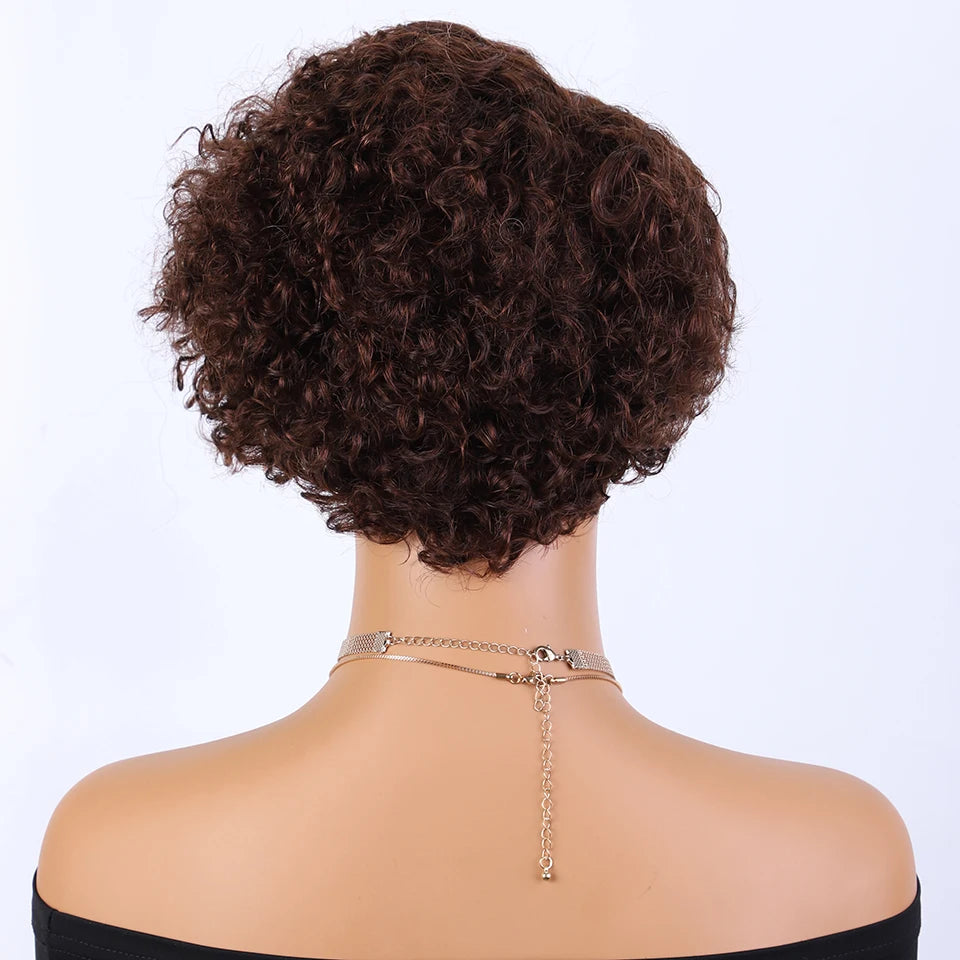 Curly Short Pixie Lace Front Wig Remy Human Hair Glueless for Women