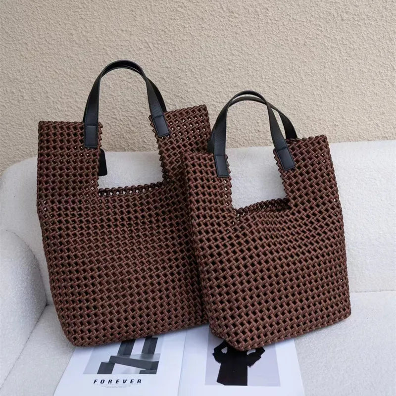 Rope Woven Shoulder Tote Bag