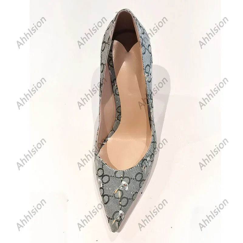 Light Blue Pointed Toe Super High Stiletto Pumps for Women