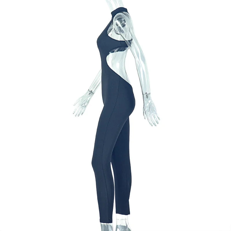 Sexy Open Back Black Sleeveless Jumpsuit for Women
