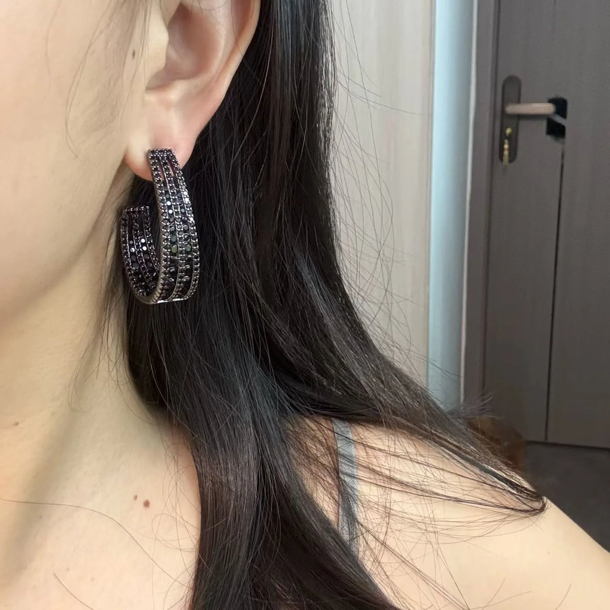 Black Zircon Vintage Jewelry Set With Earrings Rings And Bracelets for Women