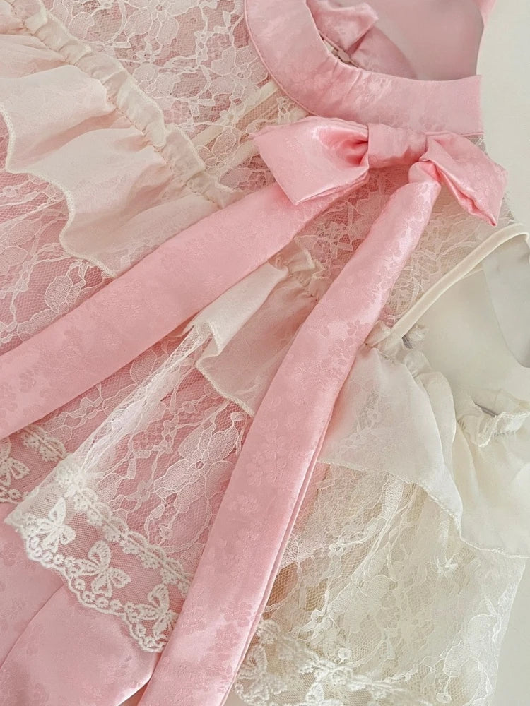 Off-Shoulder Lace Bow Dress
