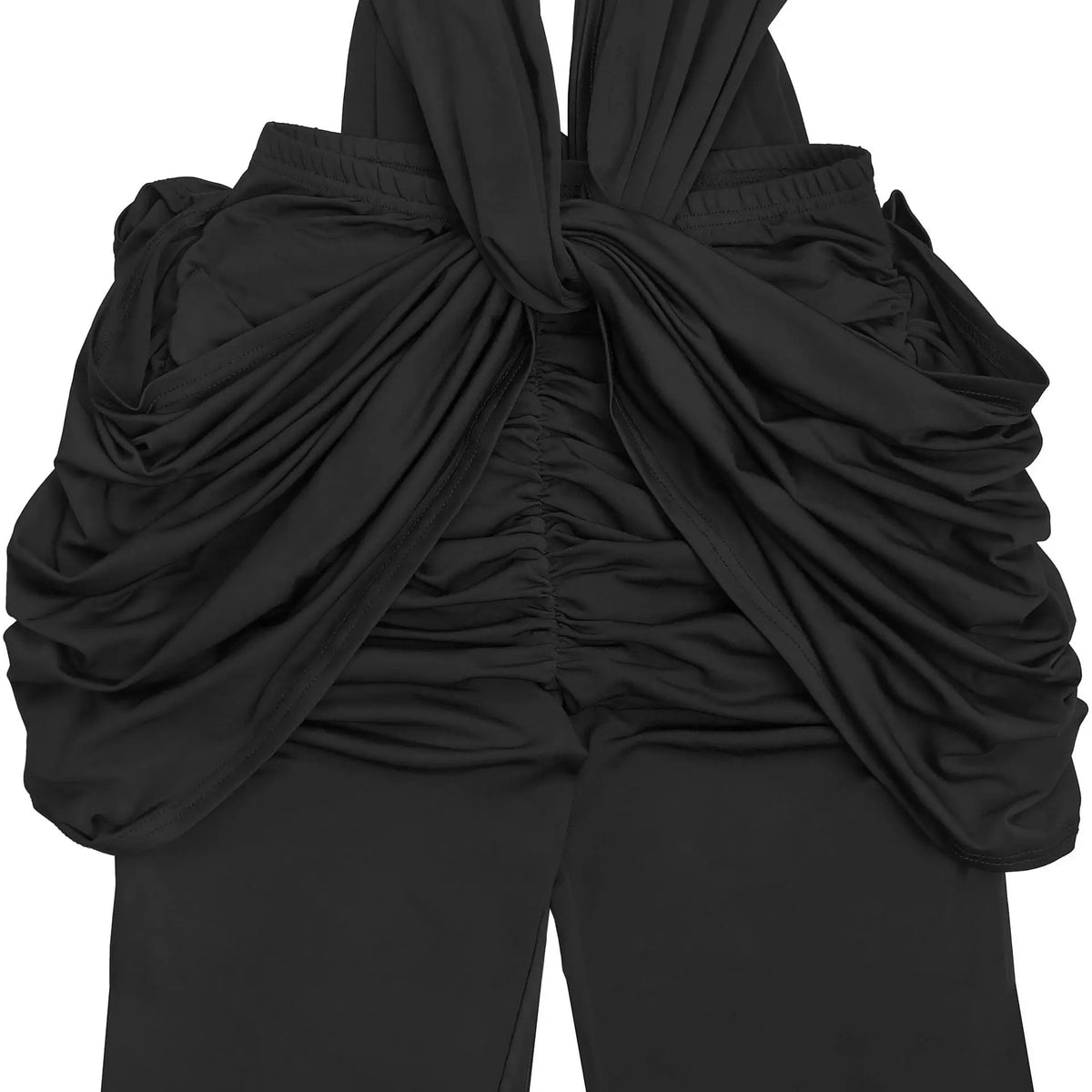 Halter Deep V Neck Ruched Flare Jumpsuit for Women