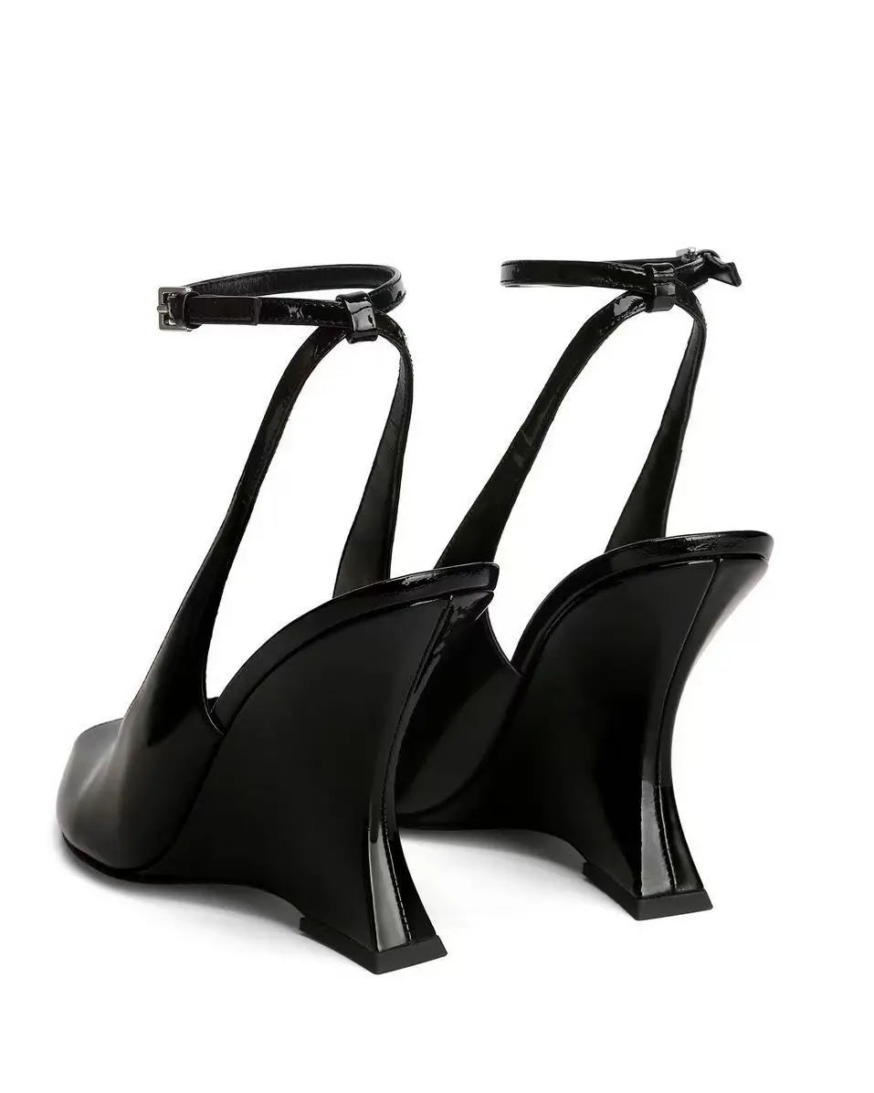 Elegant French Style Buckle Wedge Sandals for Women