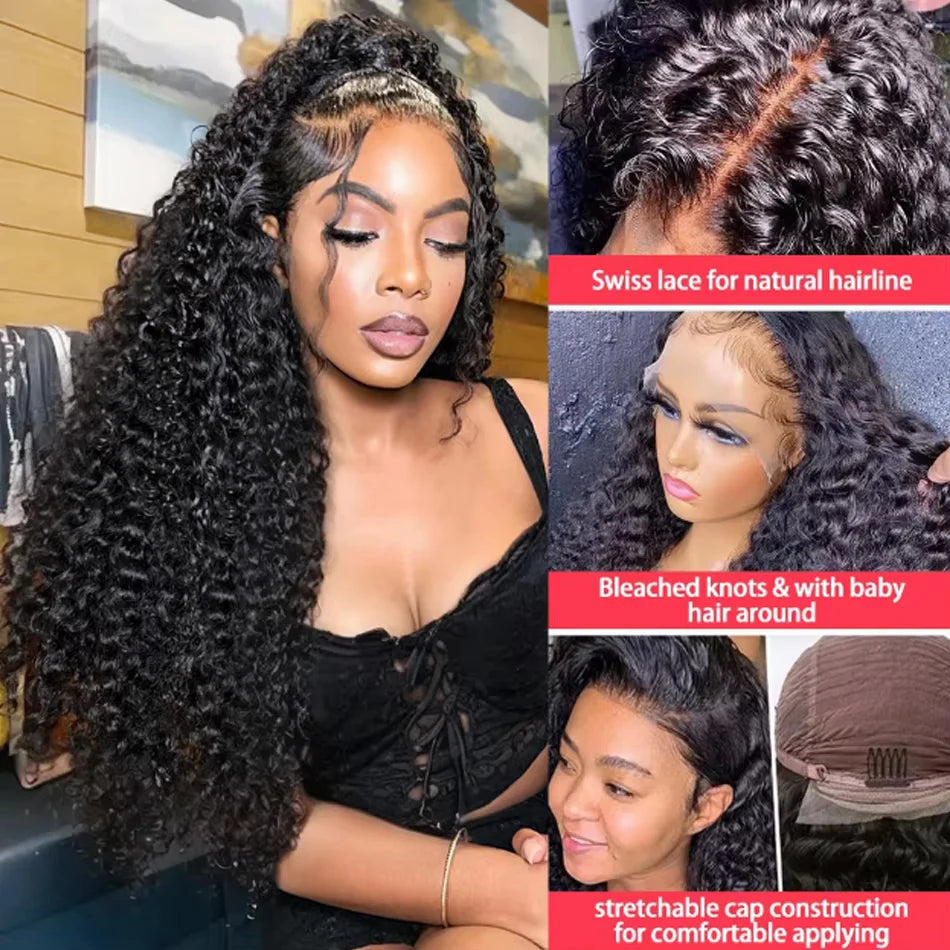 Glueless Deep Curly 360 Lace Front Human Hair Wig for Women